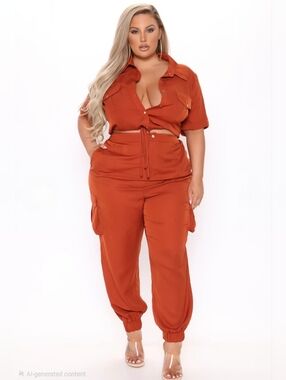 Keep You Close Cargo Jogger Set - Rust